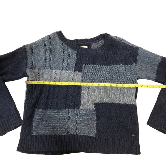 American Eagle Outfitters Patchwork Knit Sweater Womens M Blue & Gray - Picture 6 of 9